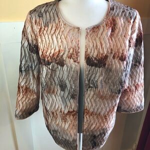 Chico’s blazer jacket sz 1 open front pink taupe